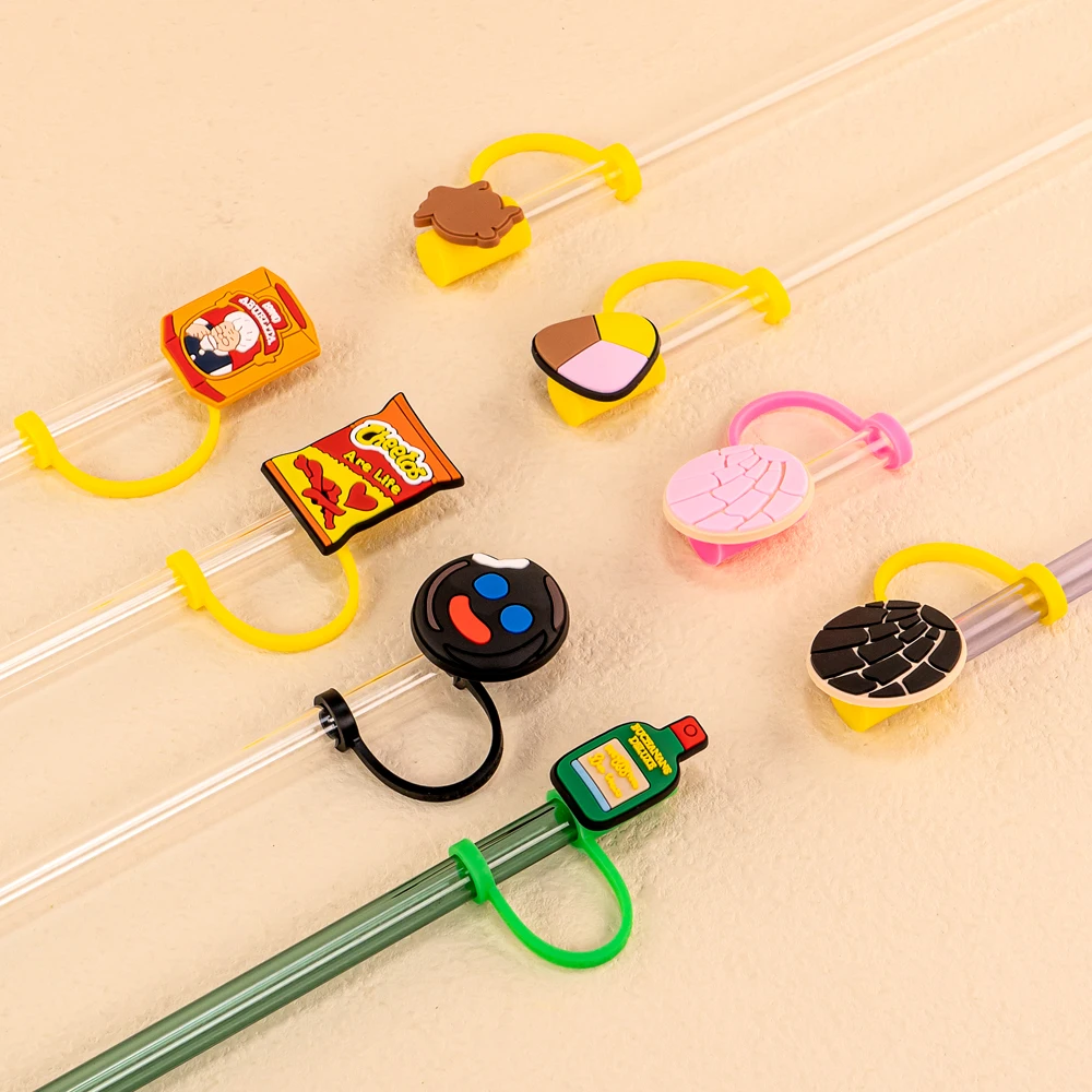 1PCS PVC Straw Cover Mexican Series Straw Plugs Reusable Splash Proof Drinkware Fashion Straw Charms Fit Cup Straw Cap Pendant