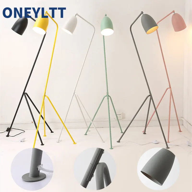 

Denmark Designer Grasshopper Retro Macaron Floor Lamps Creative Living Room Studio Tripod lambader Standing lamp Stand Light