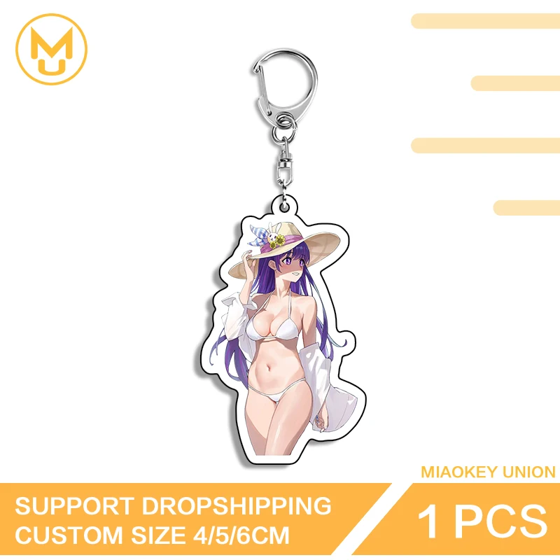 Seductive Bikini Hoshino Ai Vtuber Anime Keyring High Quality Round Acrylic Accessories Creative Personality Amusing Props