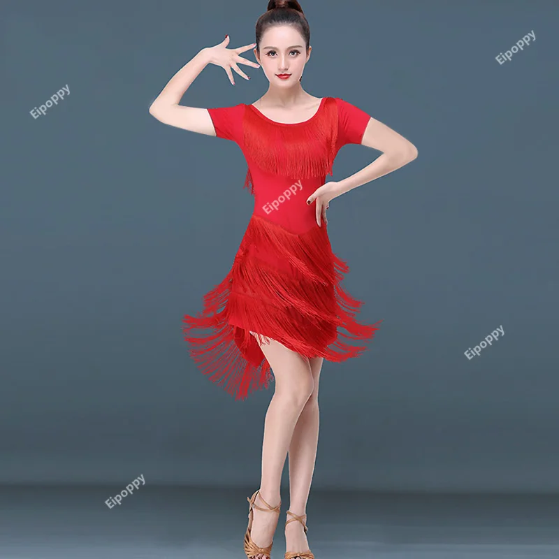 

2024 Latin Dance Costume Female New Adult Dress Tassel Modern Dance National Standard Dance Performance Practice Clothes