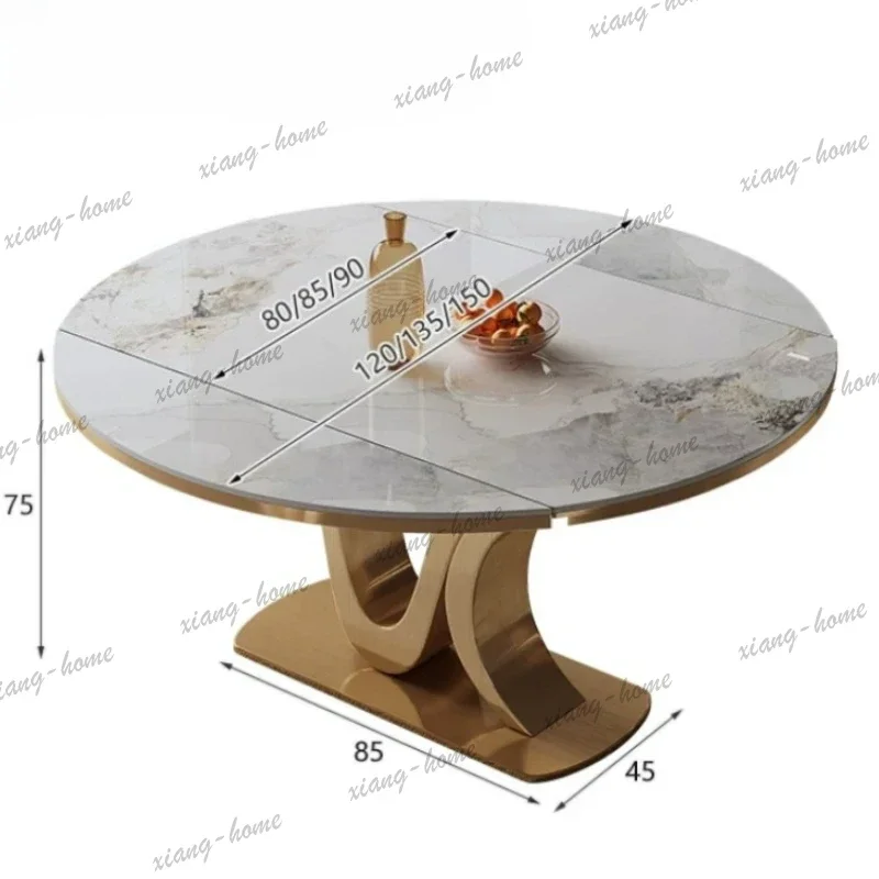 LSLuxury Rock Slab Dining Table Retractable Square And Round Dual-purpose Modern Simple Light Luxury Round Folding Dining Tables