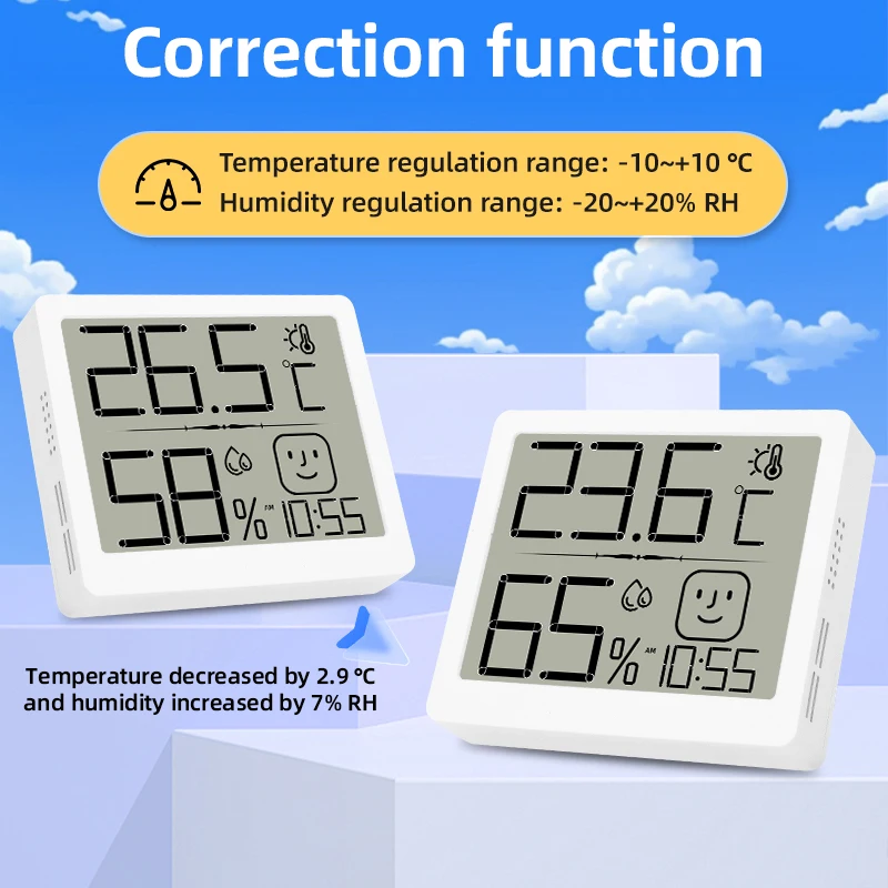 Digital Temperature and Humidity Meter Sensor Mini Indoor Home Baby Room Thermomete Counting Display Clock Weather Station