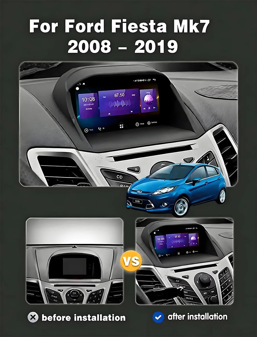 Android 16 Car Radio For Ford Fiesta Mk7 2009 2010 2012 2014 2017 Multimedia Player GPS Navigation DSP Carplay Auto Dash Cam BT