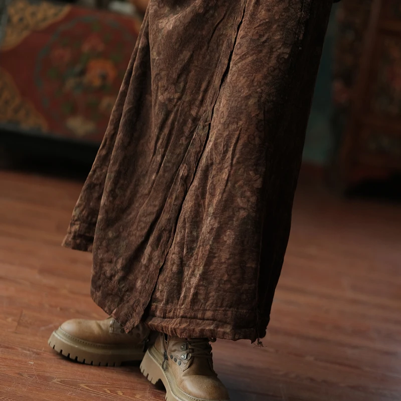 Faldas largas informales de algodón 100% para mujer, recién llegado, otoño 2021, estilo Vintage, estampado Floral, falda acampanada básica holgada para mujer M2158