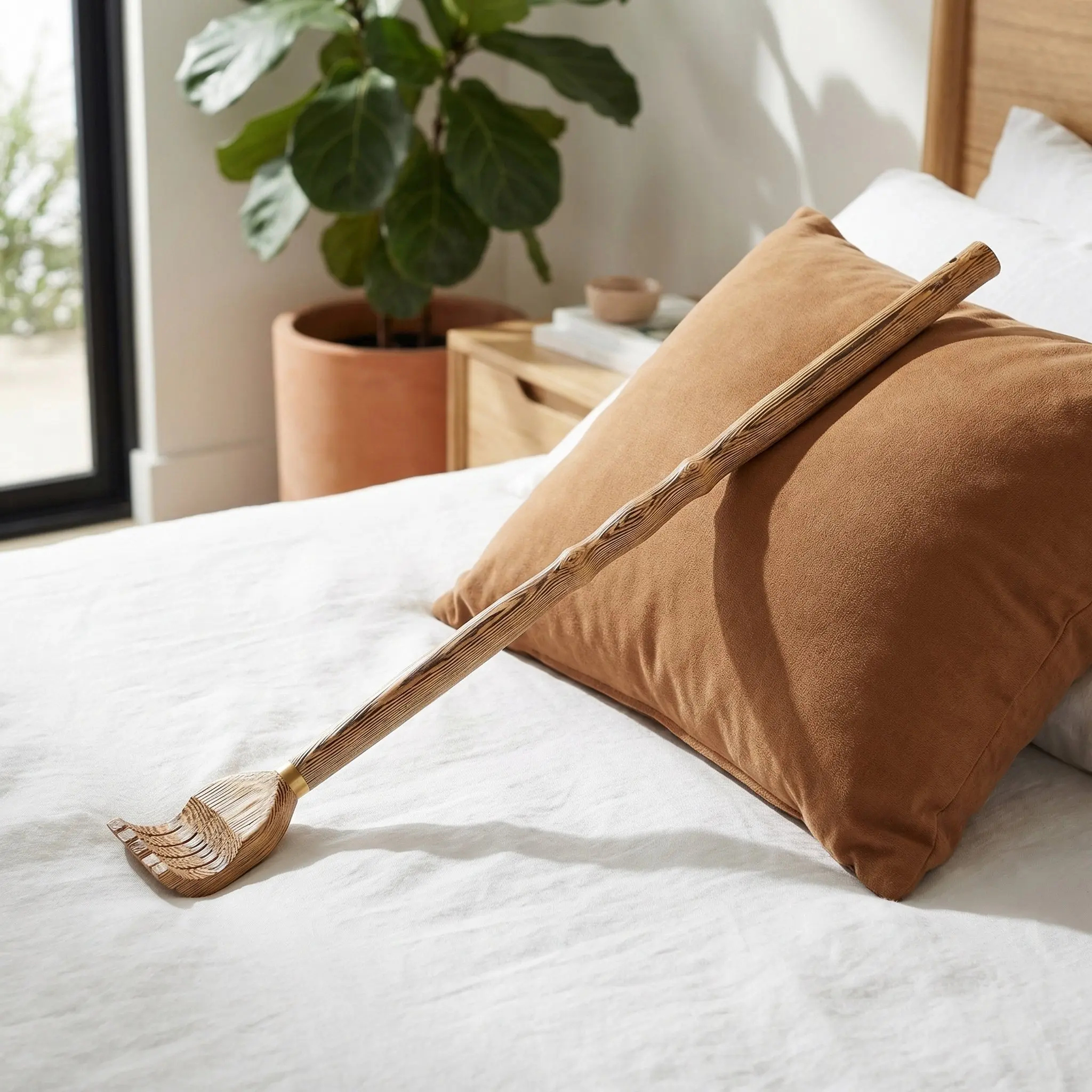 

Традиционная деревянная чесалка для спины с длинной ручкой, эргономичный инструмент для массажа тела, гладкая натуральная поверхность, средство для снятия зуда.