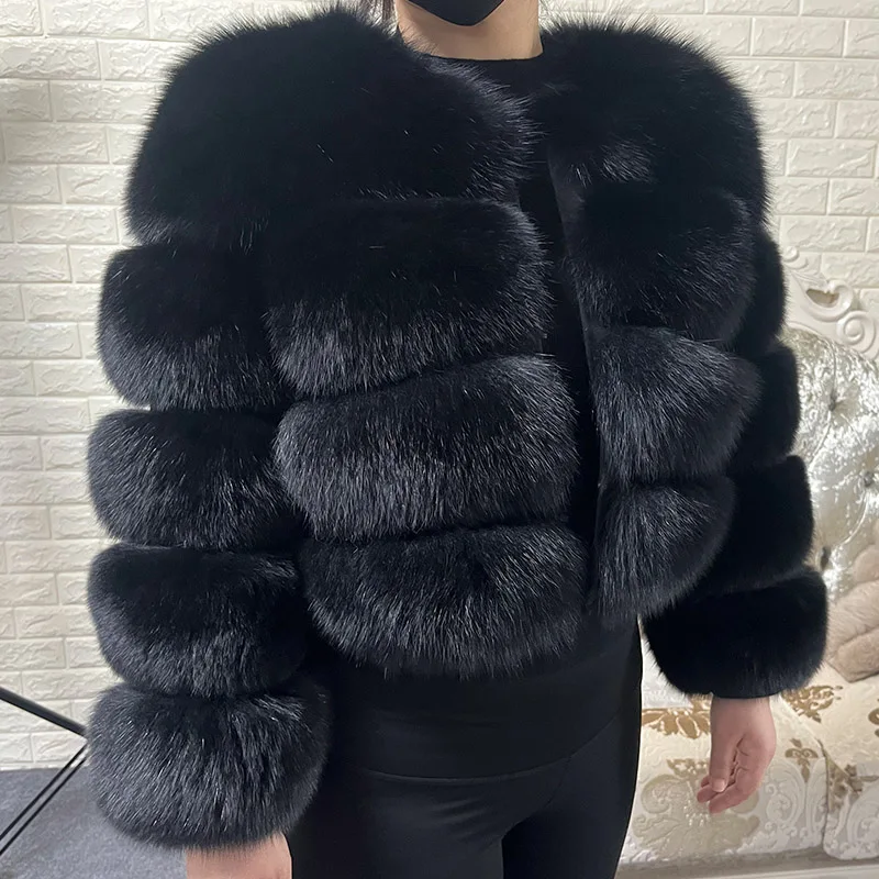 Maomaokong Natural Real Raccoon Fur Coat Women Winter Long Sleeve Luxury Fox Fur Jackets Thick Top Female Furry Coat Vest