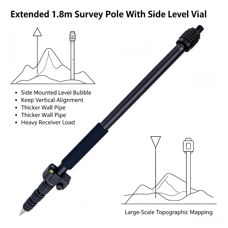 1.5M 1.8M Telescopic Centering Pole Aluminum Alloy Light Weight Portable RTK GPS GNSS Surveying Rod Prism Pole