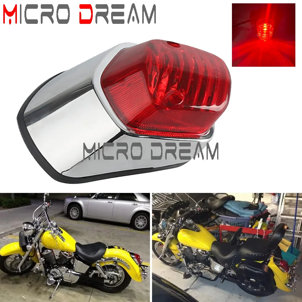 12V Red Lens Rear Taillight Running Brake Light For Kawasaki Vulcan 650 900 Honda Shadow Sabre GL VT 1100 1200 400 500 700 750