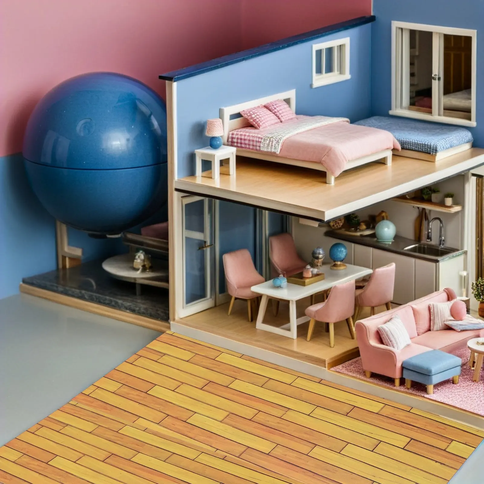 

2Pcs Authentic Mini Wood Floor Planks Handcrafted Hardwood Flooring for DIY Dollhouse Decor Realistic Wood Grain Finish