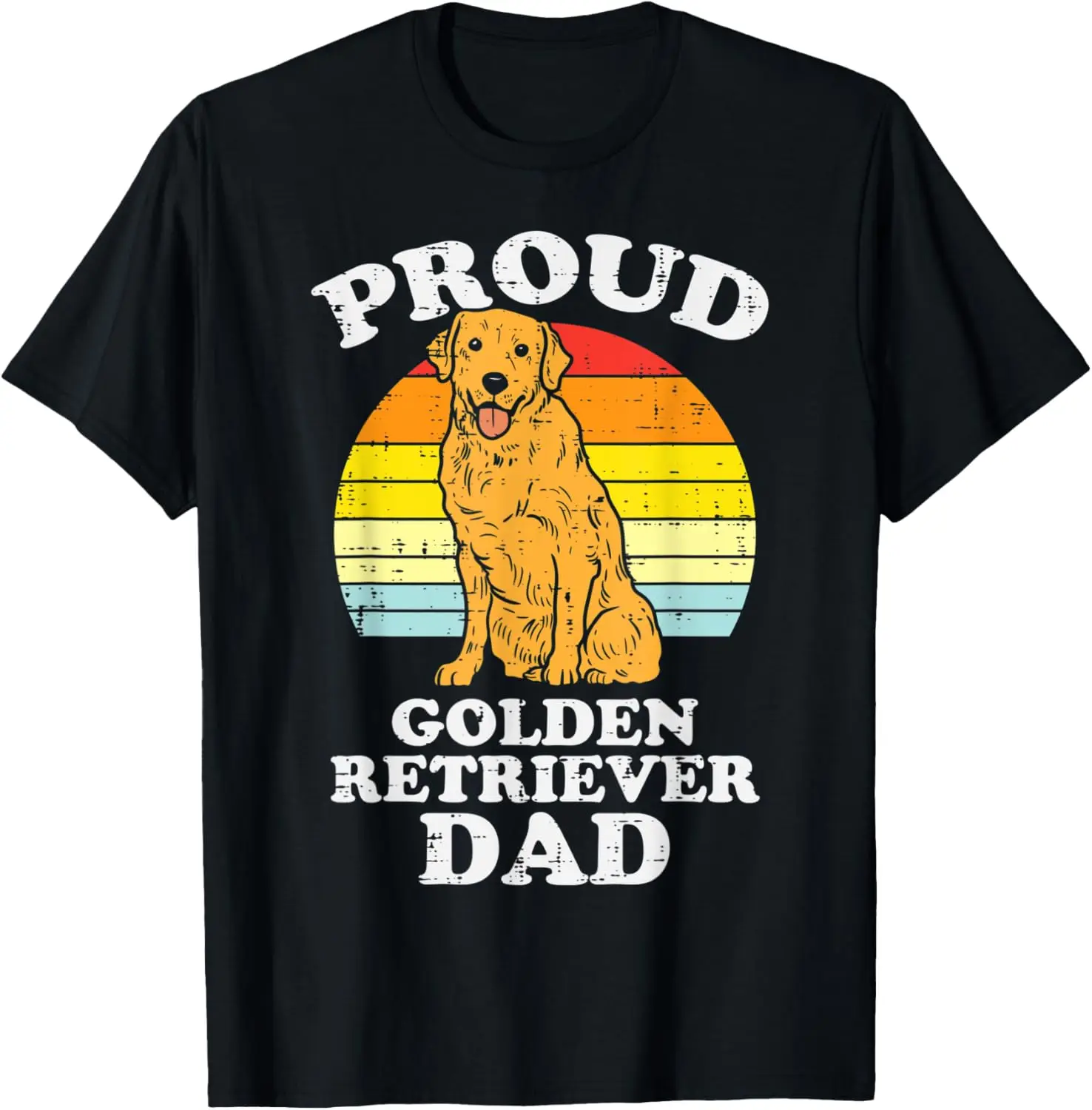 

Mens Proud Golden Retriever Dad Sunset Retro Dog Lover Men Gift T-Shirt