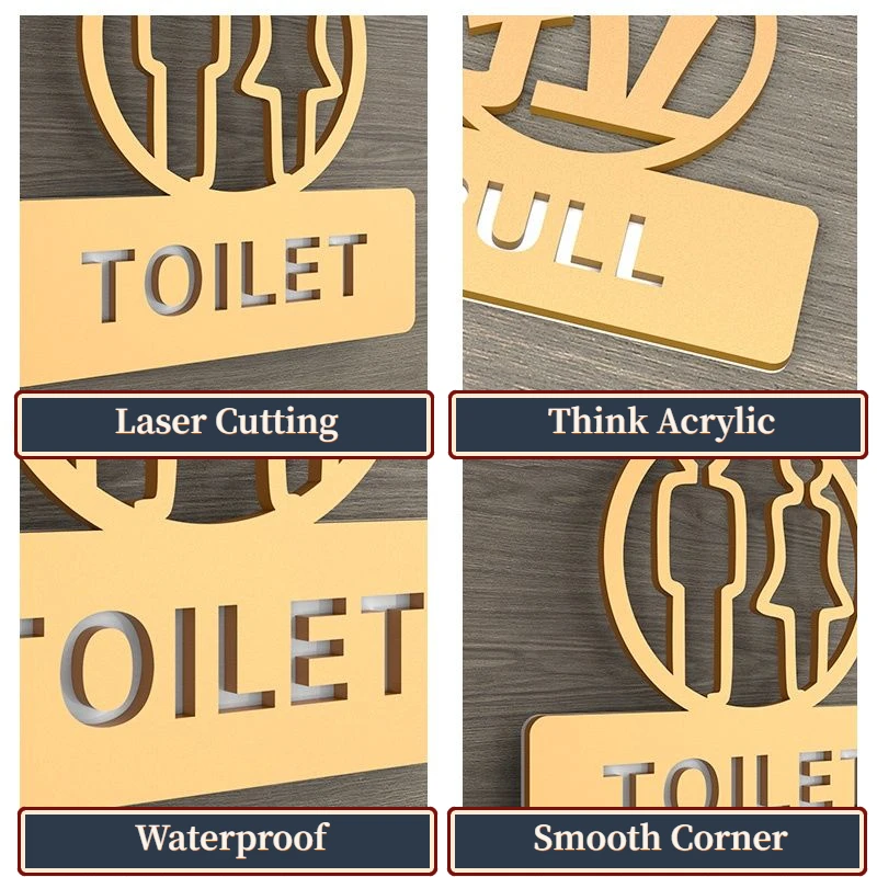 Acrylic Creative Modern Toilet Sign Bathroom Logo Washroom WC Door Plates Women Men Symbol for Public Office Hotel Restaurant