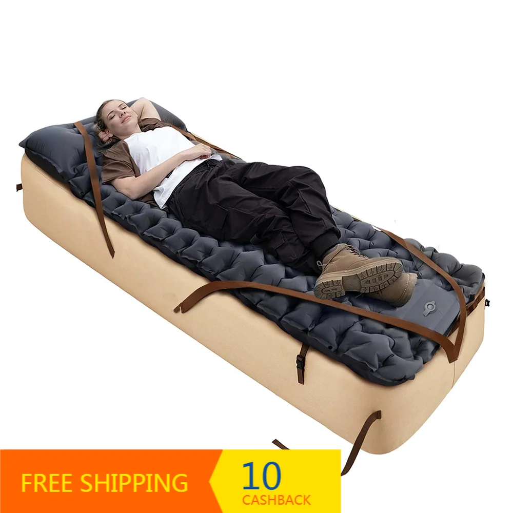 Modern Portable Foldable Air Bed Frame TPU Ultralight Inflatable Pad Single High for Camping Home Bed Pump Not Included
