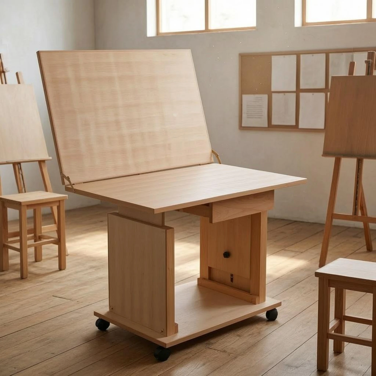 Adjustable Still Life Table Beech Wood Tilting Drawing Table Studio Furniture Rectangular Easy Assembly for Sketching view 4