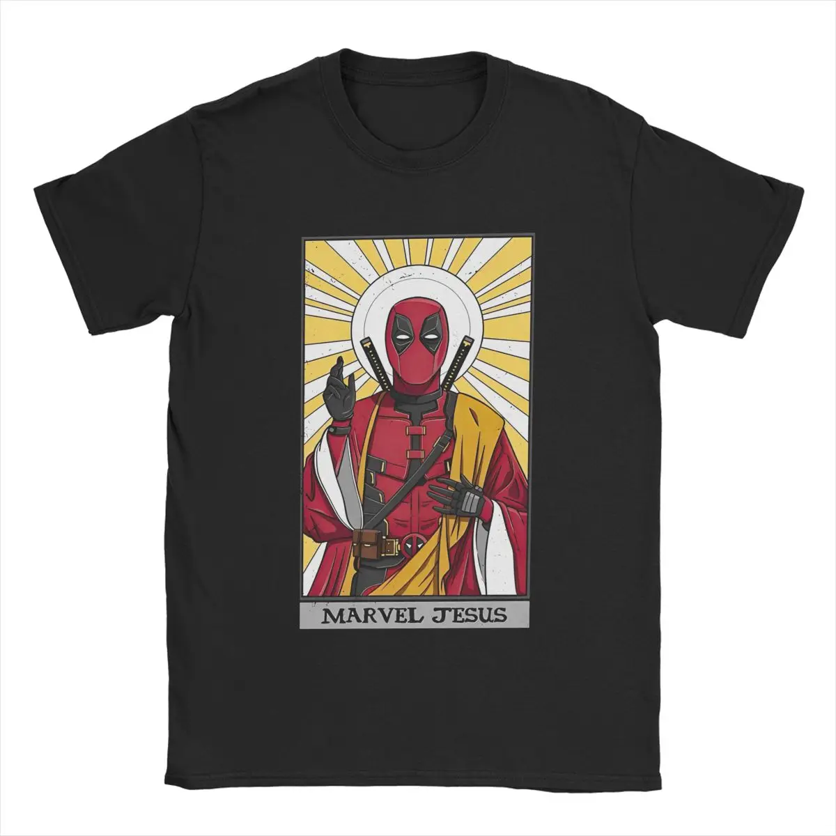 Men's T-Shirts Jesus Deadpool Funny Cool Pure Cotton Tees Short Sleeve Awesome Cartoon Humor T Shirts O Neck merch Big Size