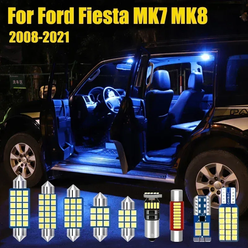 لفورد فييستا MK7 MK8 2008 ~ 2017 2018 2019 2020 2021 سيارة LED أضواء القدم قبة القراءة مصباح مصباح إضاءة صندوق السيارة الملحقات الداخلية