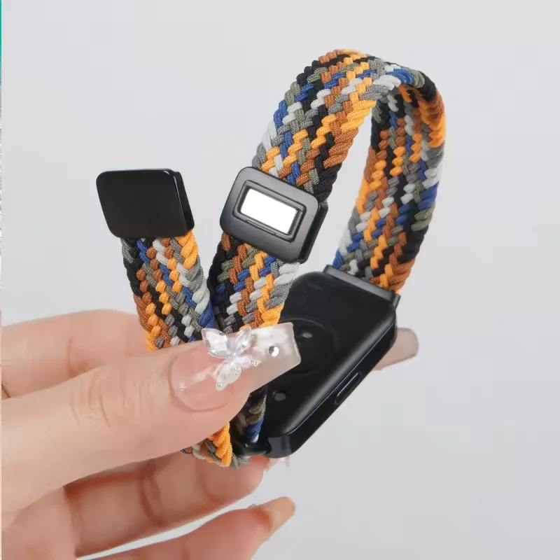 Geflochtenes Nylon-Schlaufenarmband für Huawei Band 10 9 8, bequemes, atmungsaktives Armband mit magnetischer Schnalle, Armband für Huawei Band 10/9/8