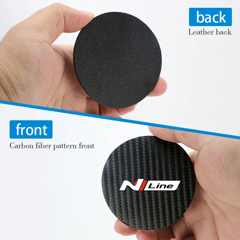 For Hyundai N Line i20 i30 Sonata Tucson Azera Elantra Veloster Kona Santa 2Pcs Car Coaster Water Cup Mat Non-Slip Pad Accessori