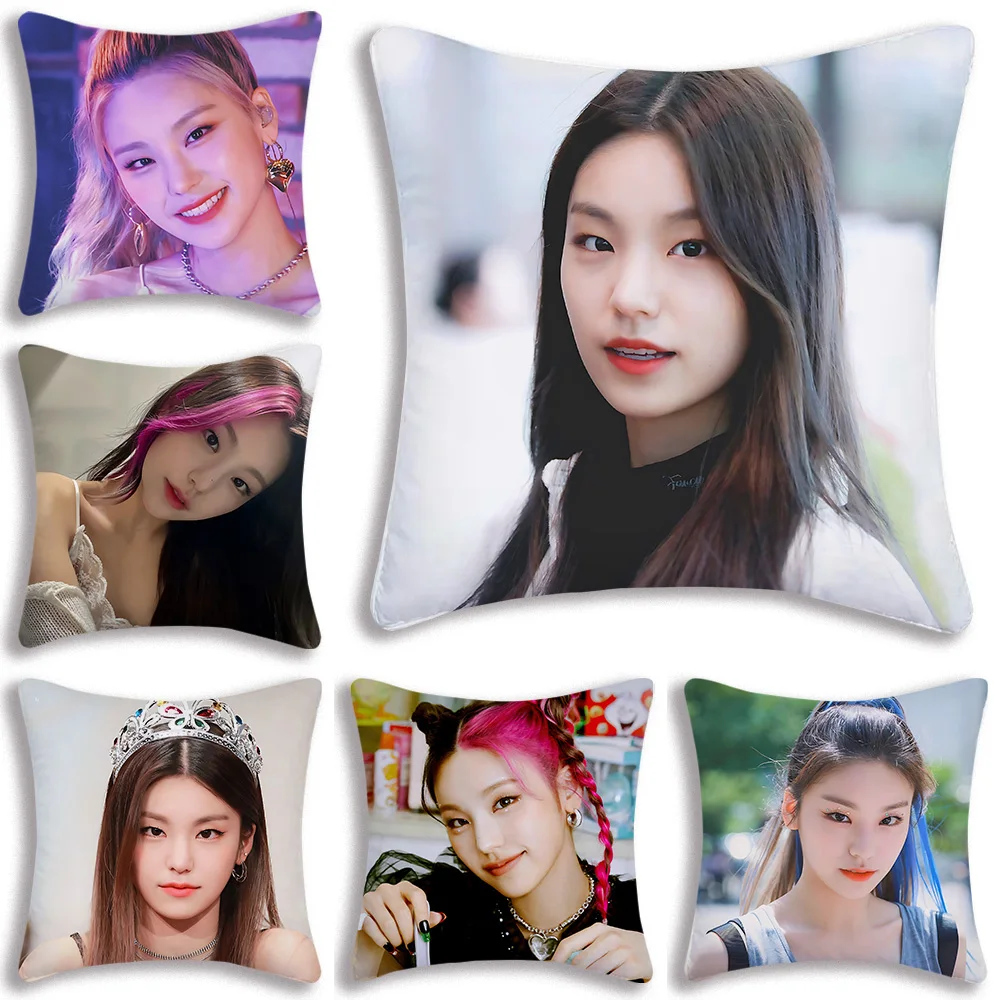 ITZY Yeji Pillow Covers Cartoon Sofa Decorative Home Double-sided Printing Short Plush Cute Cushion Cover