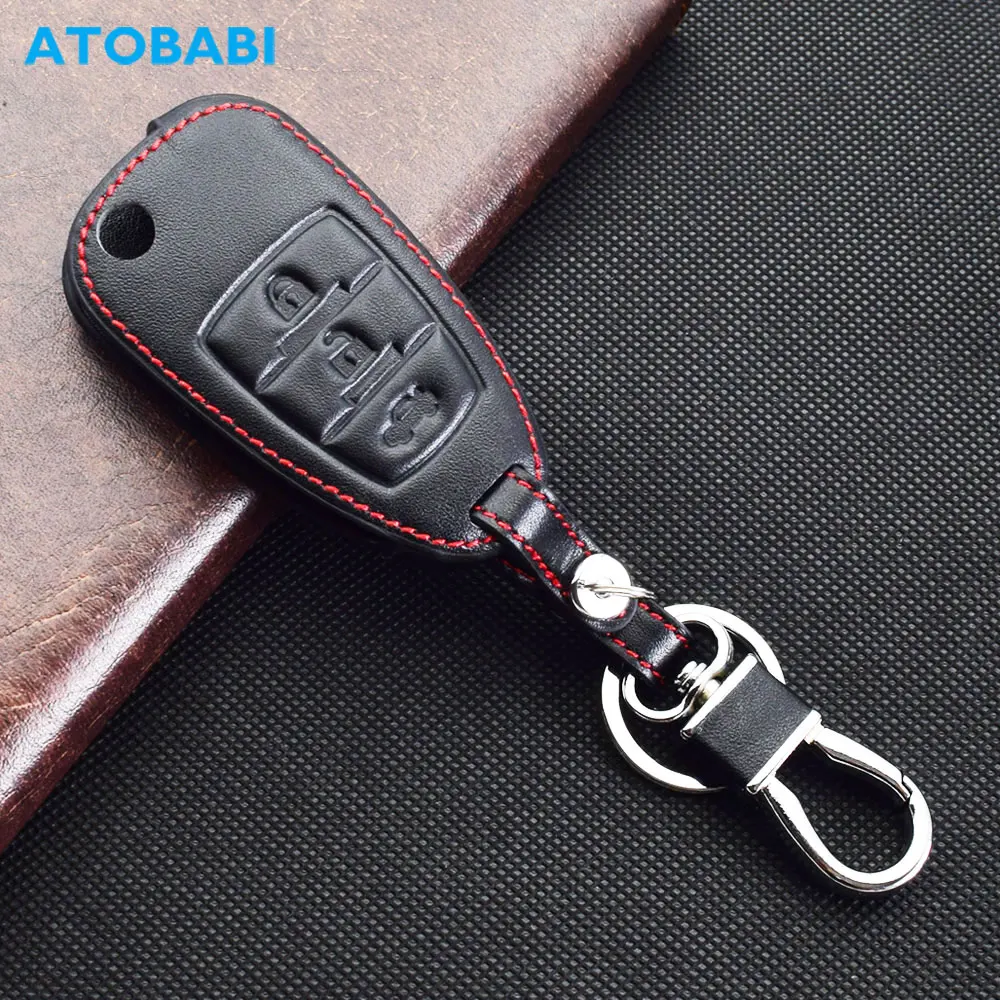 ATOBABI Leather Car Key Cases Keychain For FAW Besturn X80 2018 2019 2020 3 Buttons Folding Remote Control Fobs Protector Cover