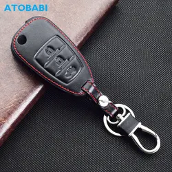 Portachiavi in pelle per auto ATOBABI portachiavi per FAW Besturn X80 2018 2019 2020 3 pulsanti pieghevole telecomando Fobs Protector Cover