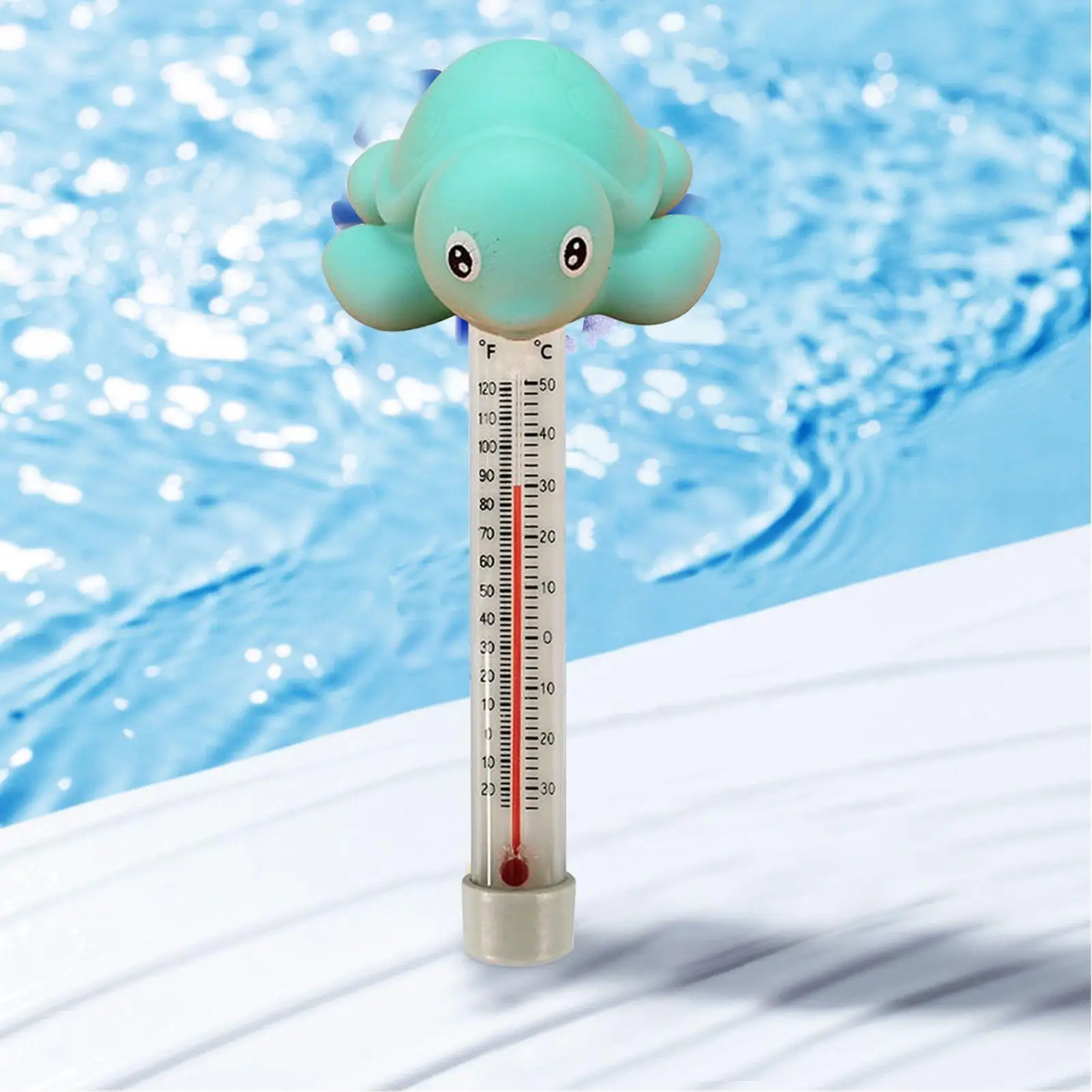 Pool Temperature Gauge Cartoon Animal Pond Meter with Rope Floating Water Temperature Gauge Pool Accessory for Spa Hot Spring