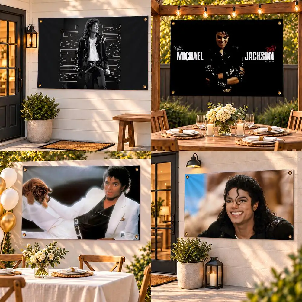 M-Michael J-Jackson Flags Custom Wall Hanging Background Art Banner for Bedroom Home Living Room Outdoor Decor