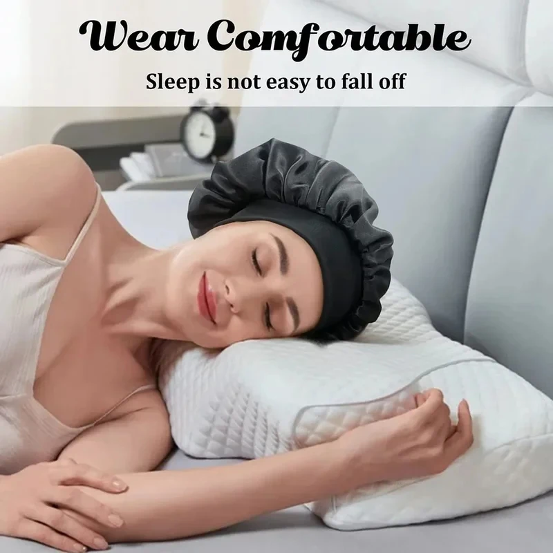 1/2/3/4Pcs Newly Satin Night Hair Cap Women'S Solid Sleeping Hat Sleep Care Bonnet Nightcap For Women Unisex Cap