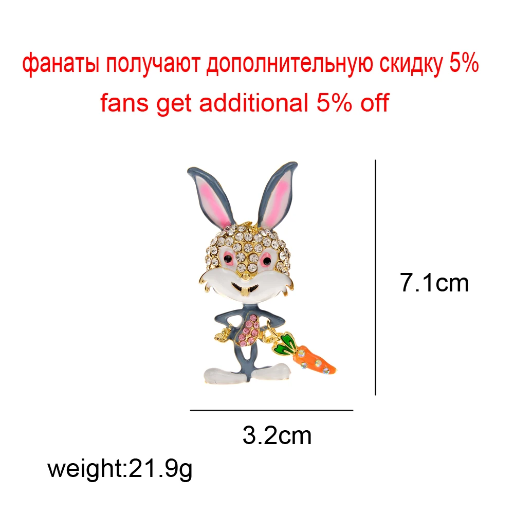 CINDY XIANG Rhinestone Cute Bonny Brooches For Women Animal Jewelry Fashion Cartoon Rabbit Accessories