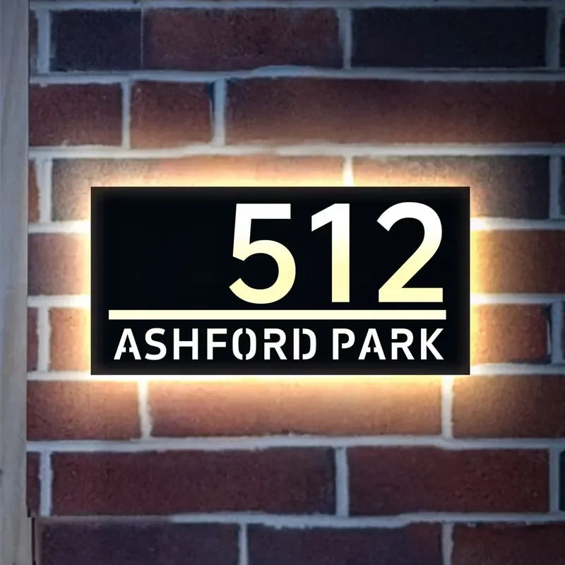 Personalized 3D LED Illuminated House Number Custom Outdoor Acrylic Address Sign Energy Efficient Lighted Wall Display for