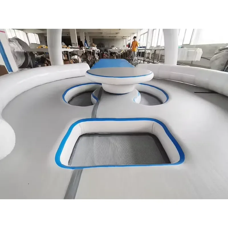 Inflatable Floating Canopy Lounge with Multi-Level Seating Durable Commercial Grade Water Recreation Structure