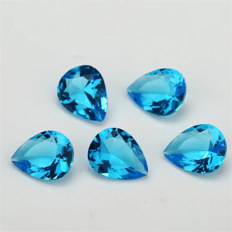 Size 2x3-13x18mm Pear Shape Loose Glass Stone Synthetic Gems Rose Red Sea Blue Green White Black Garnet