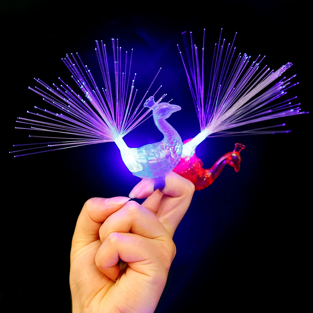 LED Luminous Peacock Finger Lamp Kids Glow In The Dark Intelligence Toys Light Twinkle Christmas Party Children Day Decoration