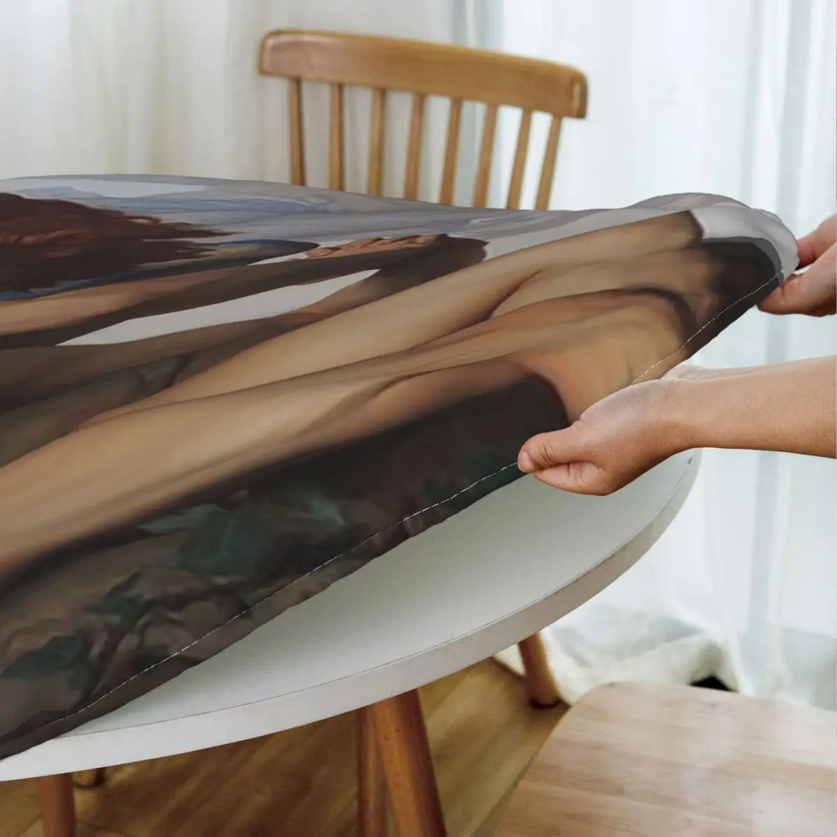 Fallen Angel By Alexandre Cabanel Waterproof Round Tablecloth Oilproof Table Cloth for Kitchen Events Dining Table Cover