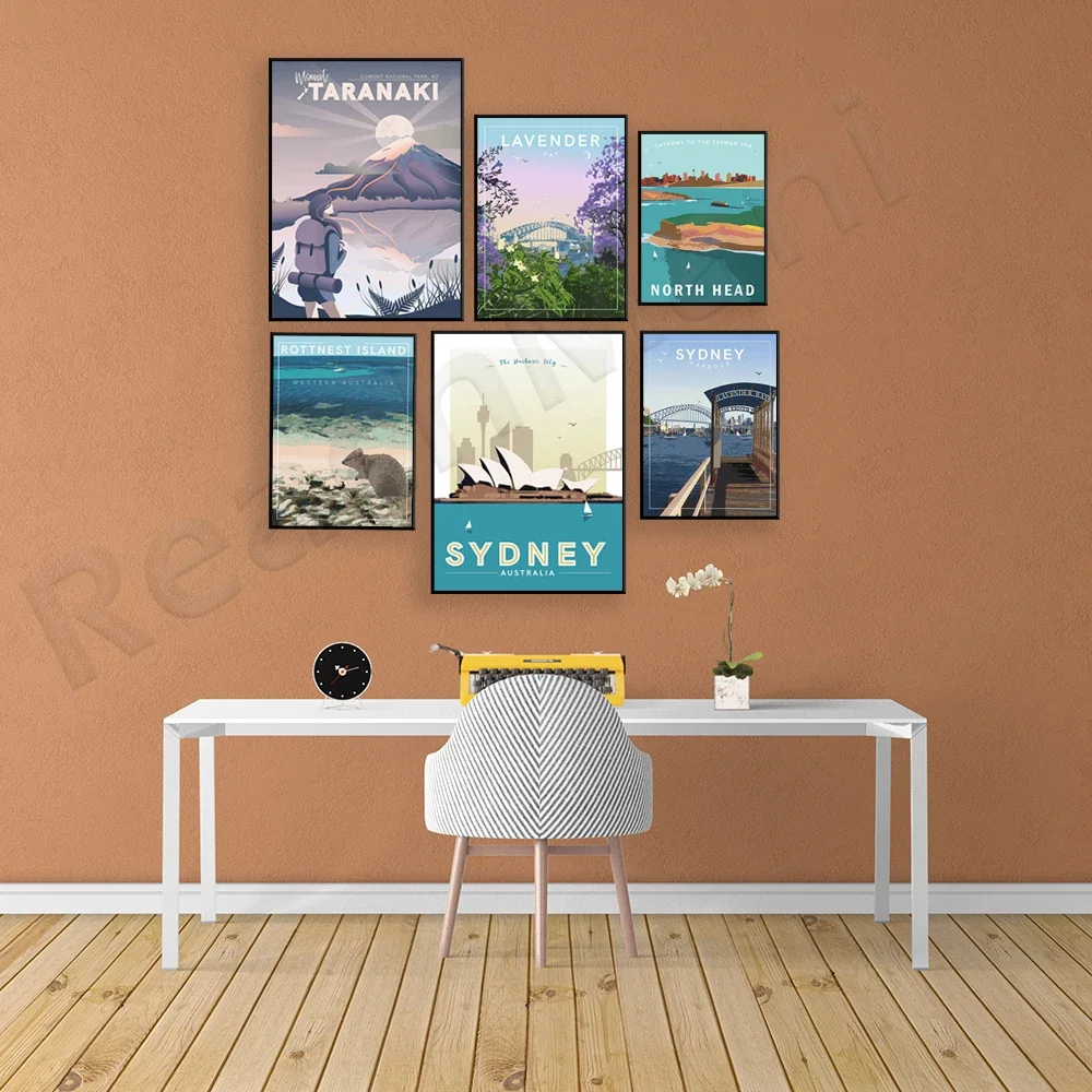 ملصق سفر Rottnest Island Perth Western Australia، Sydney Australia، Sydney Harbour، Victoria، Mount Taranaki New Zealand #3