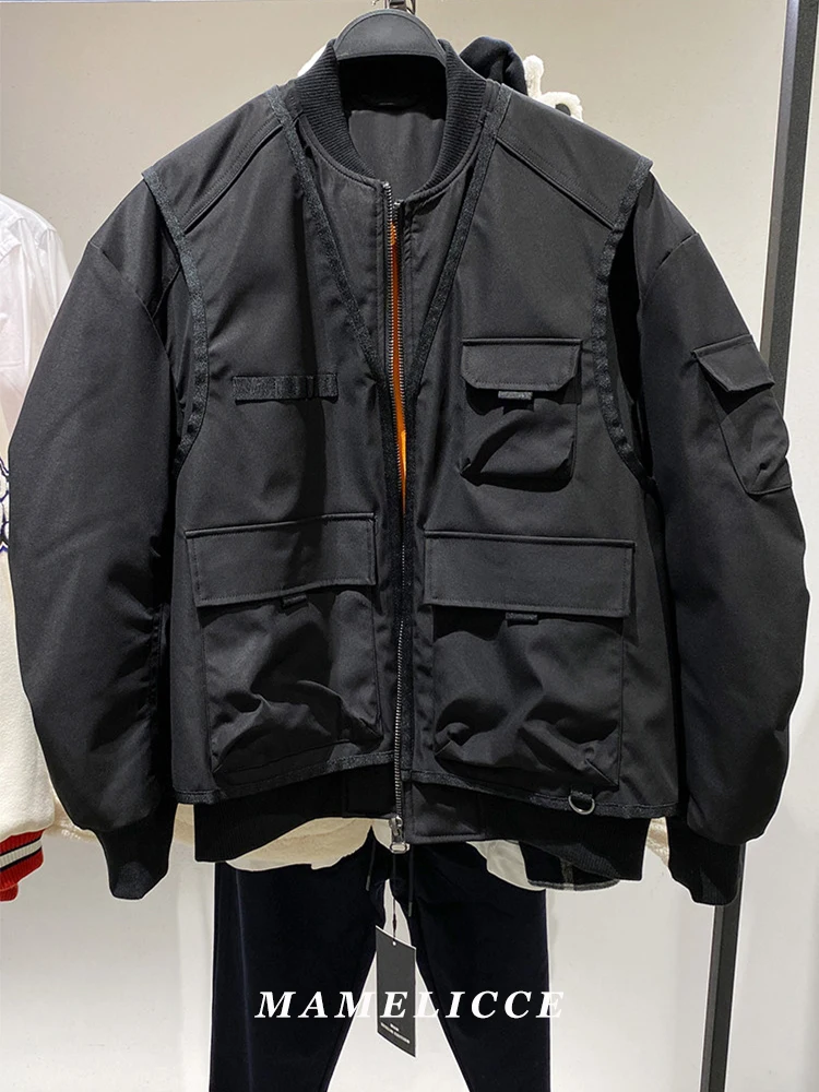 MAMELICCE Original design fake two pieces safari style Tactical Bomber jacket Multiple pockets Men's clothing Work wear cp jaket