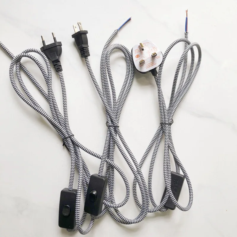 

2meter DIY EU /US /UK Plug+303 Switch Power Cord
