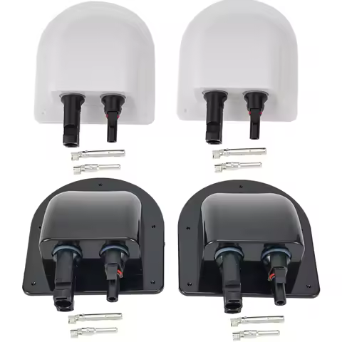 Waterproof Car Junction Box Solar Panel Cable Entry Gland Sealing Box Double Hole Curved Connector for RV Caravan Motorhome Boat