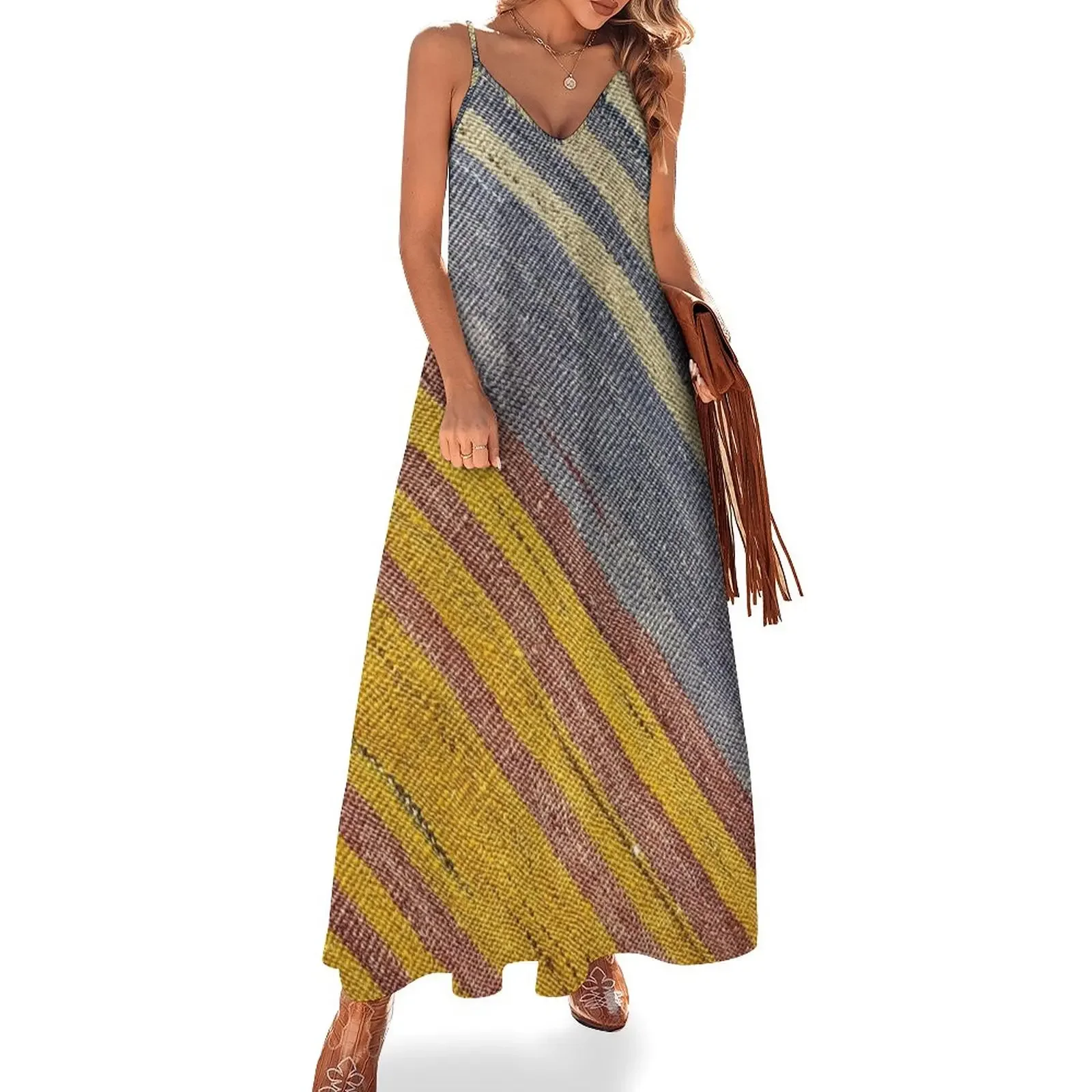 

Retro Turkish Kilim, Navaho Weave, Woven Textile, Persian Carpet Sleeveless Dress Dresses Long dresses