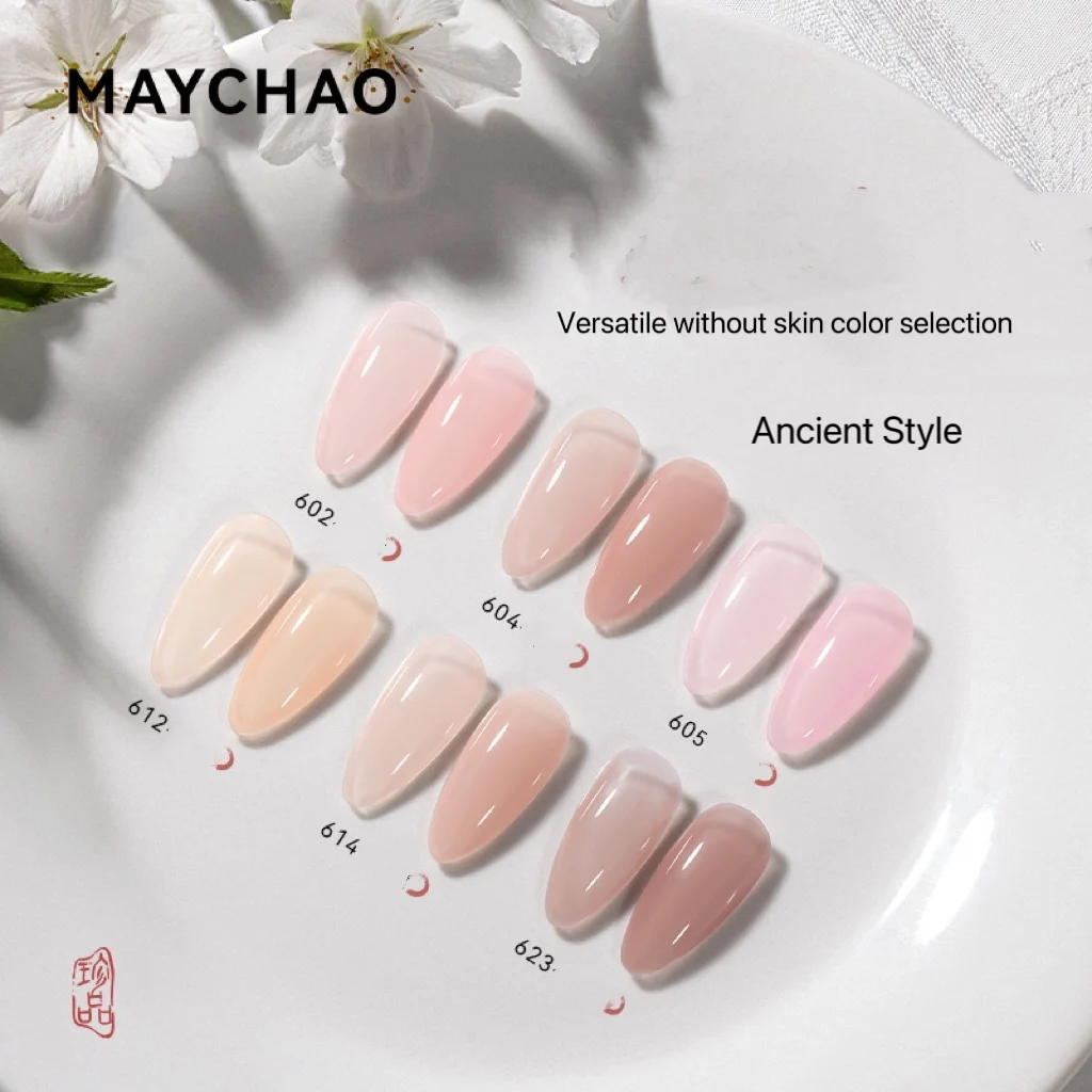 MAYCHAO gelée nue Gel vernis à ongles 7.3ml rose clair pêche translucide couleur UV lumière Cure Gel vernis Nail Art bricolage à la maison