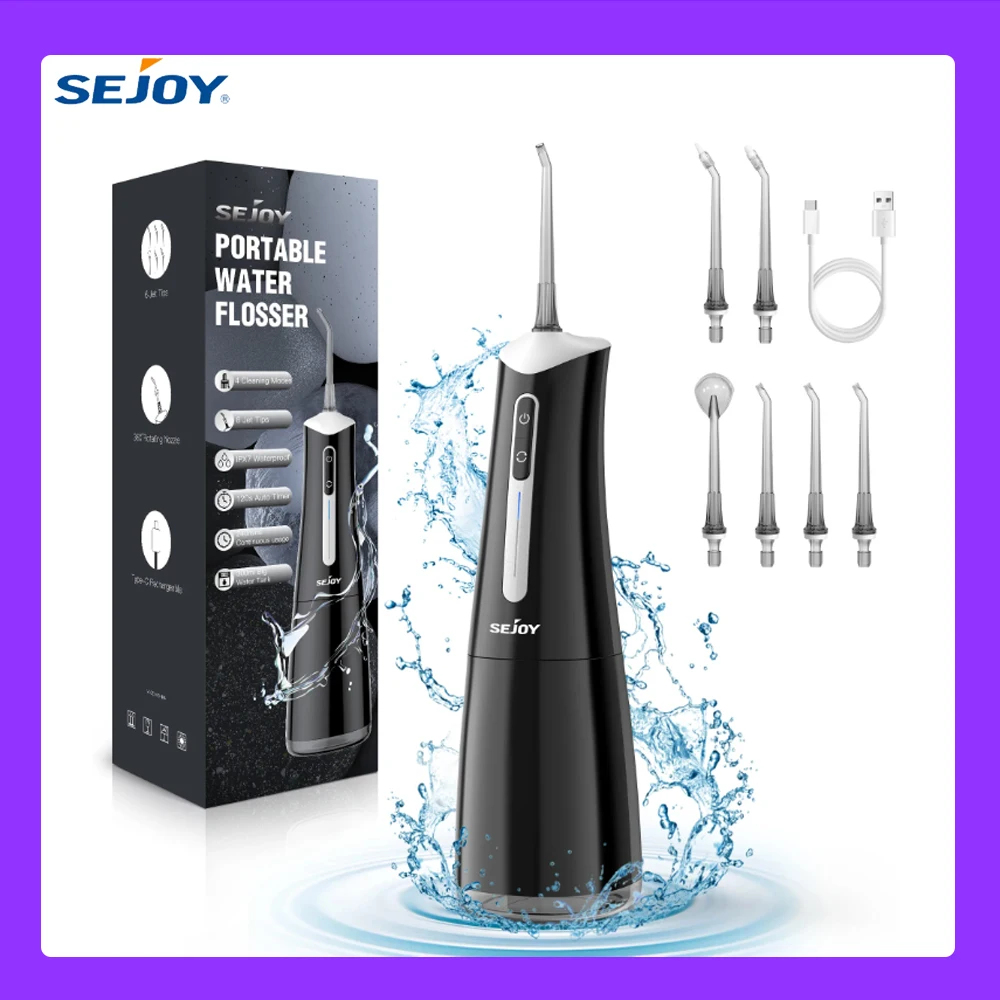 

SEJOY Dental Oral Irrigator Water Flosser Thread Teeth Pick Mouth Washing Machine 4 Modes USB Rechargeable 300ml Tank