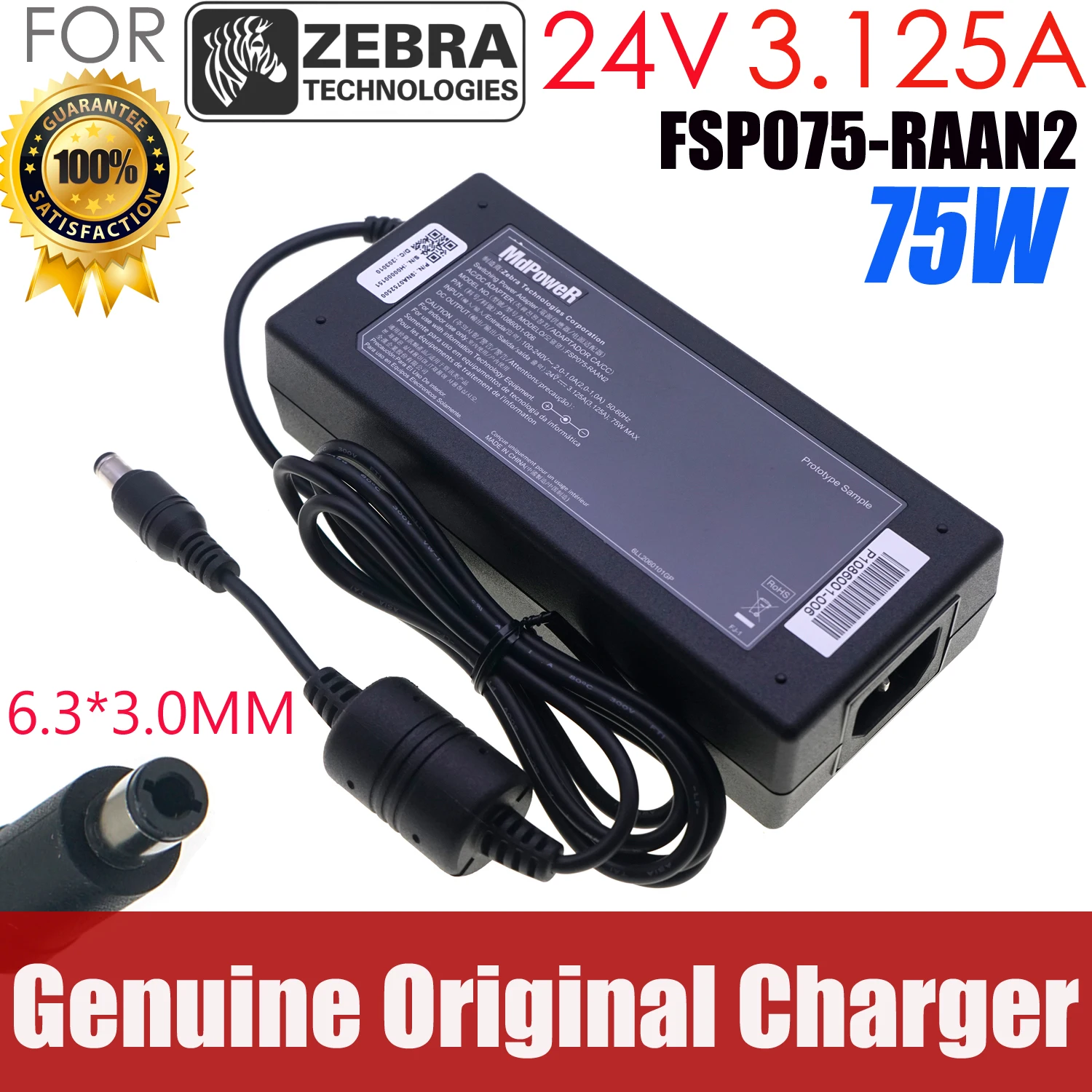 

Orginal FSP075-RAAN2 24V 3.125A 75W P1086001-006 Switching Power Adapter Charger For Zebra GK888E GK420E ZD410D ZD420C Printer