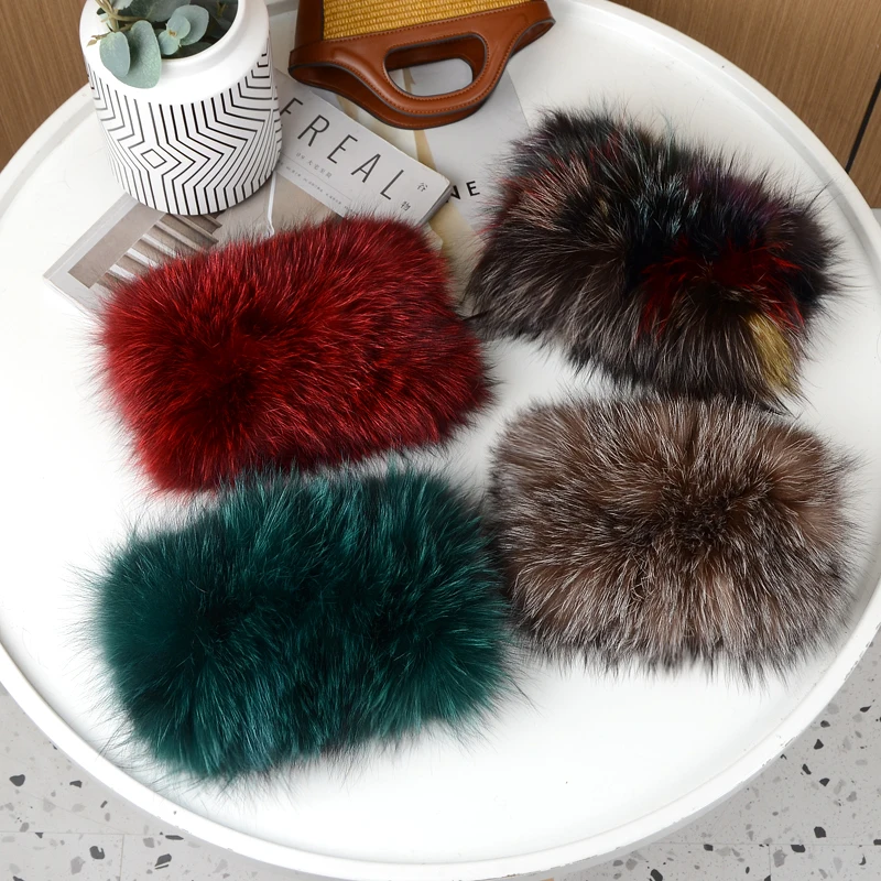 Real Fox Fur Neck Set Women's Winter Fur Thickened Neck Warmer Fur Scarf With Large Elastic Fashion Fox Fur Headband For Girls