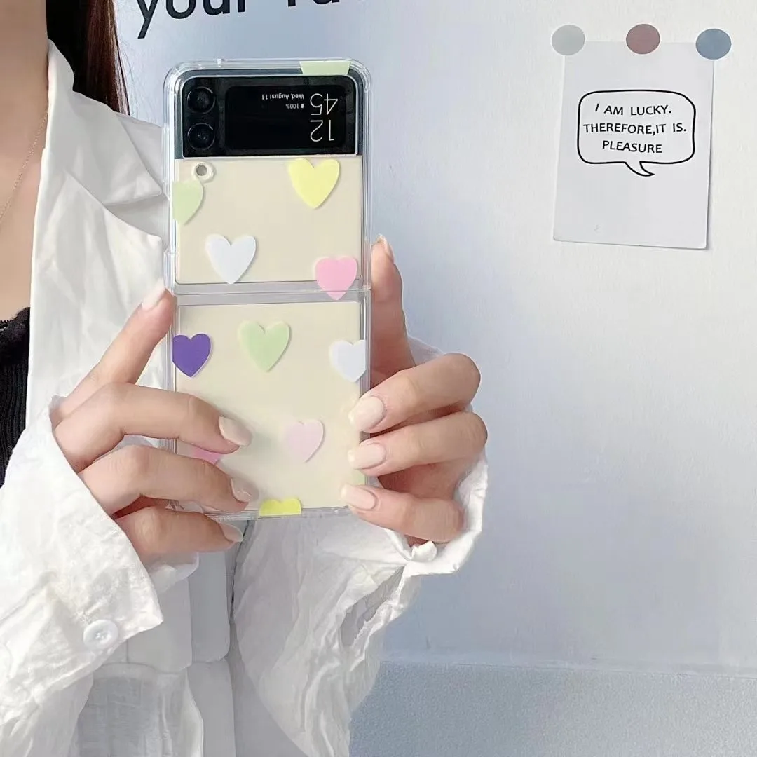 لطيف الكرتون الدب الحالات الهاتف لسامسونج غالاكسي Z Flip 3 5G الصلب قطعة غطاء شفاف ل Z Flip 3 ZFlip3 واقية قذيفة كابا