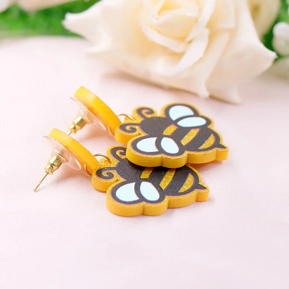 2Pairs عيد الفصح النحل الأقراط الاكريليك استرخى انخفاض الأقراط لطيف مجوهرات للنساء حزب هدية مشرق الملونة