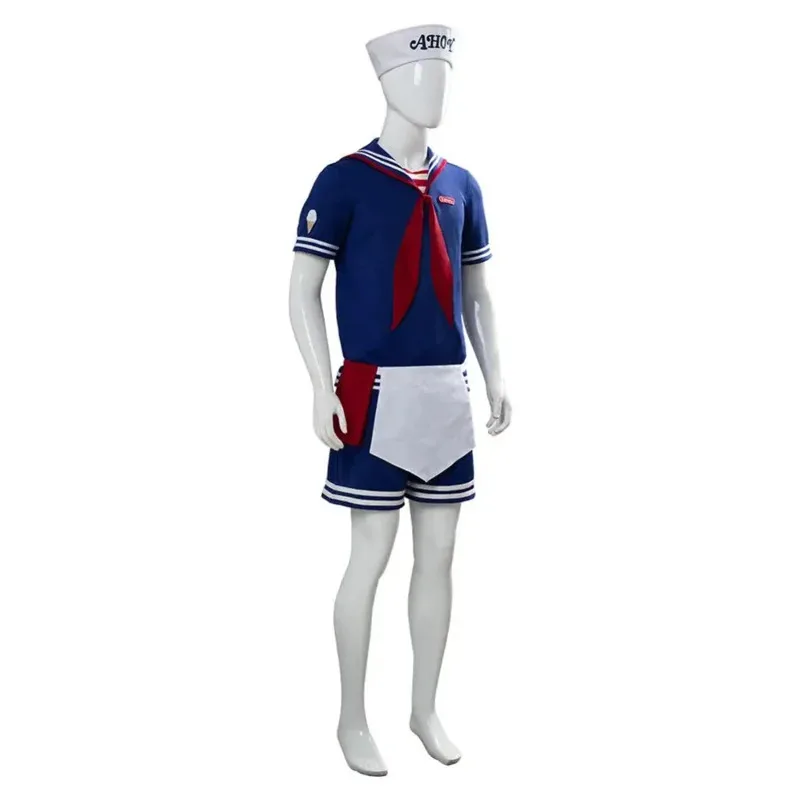 Steve Harrington Cosplay Costume Scoops Ahoy Robin Costume Sailor Uniform Suit Outfit Halloween Costumes