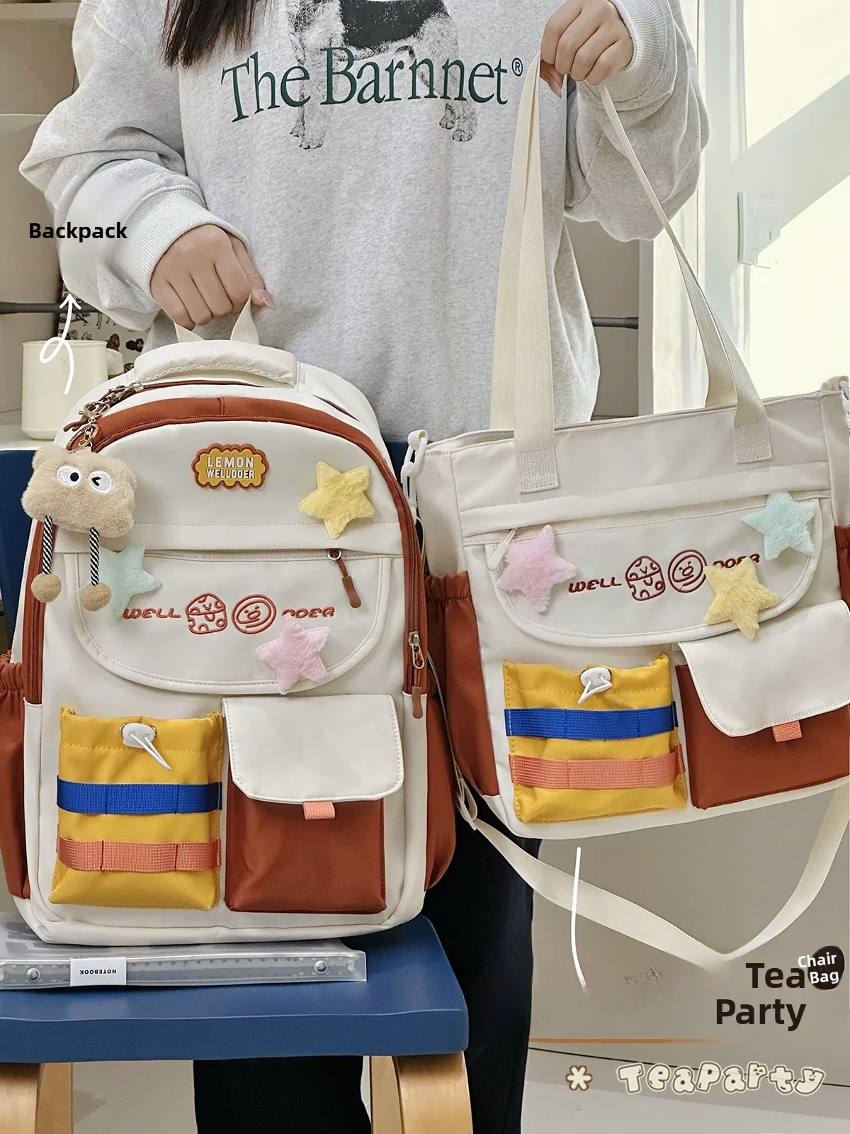 Cute Dual-oulder Bapa for Girls Lightweight Casual Versatile School Bag High School College Students Summer Vaion Sle
