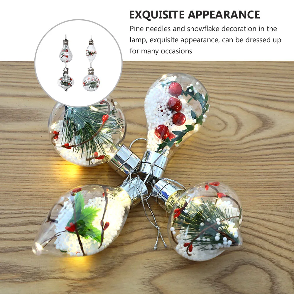 

4pcs Ball Shaped Decorative Lights Pink Holiday naments Christmas Pendant Bulbs Hanging Garden Porch Festive Gifts House
