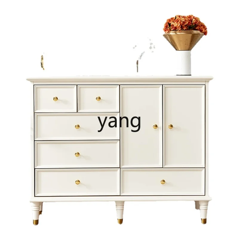 

Yjq Light Luxury Chest of Drawers Bedroom Wall Locker Living Room Solid Wood Drawer Storage Cabinet