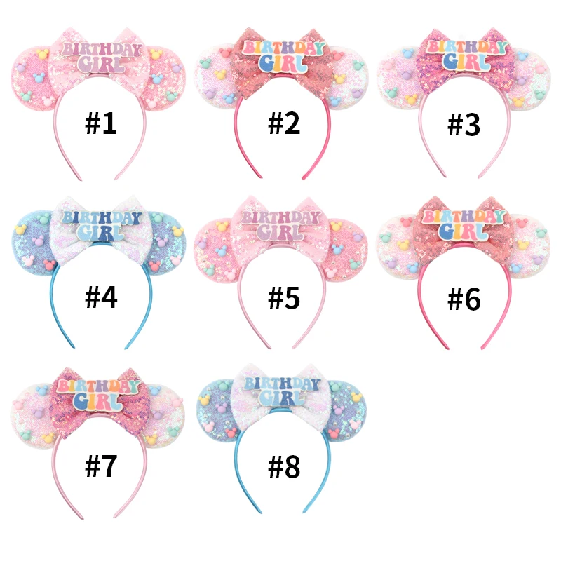 الفتيات عيد ميلاد سعيد ميني ماوس آذان Headbands للفتيات طفل النساء الترتر الانحناء إكسسوارات الشعر الكبار العصابات الشعر هدايا الاطفال
