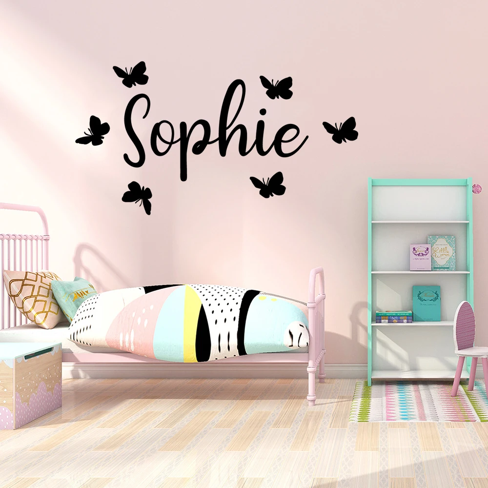 1 pc diy noisy butterflies Customized Text Wall Stickers Modern Fashion Wall Sticker for children's room